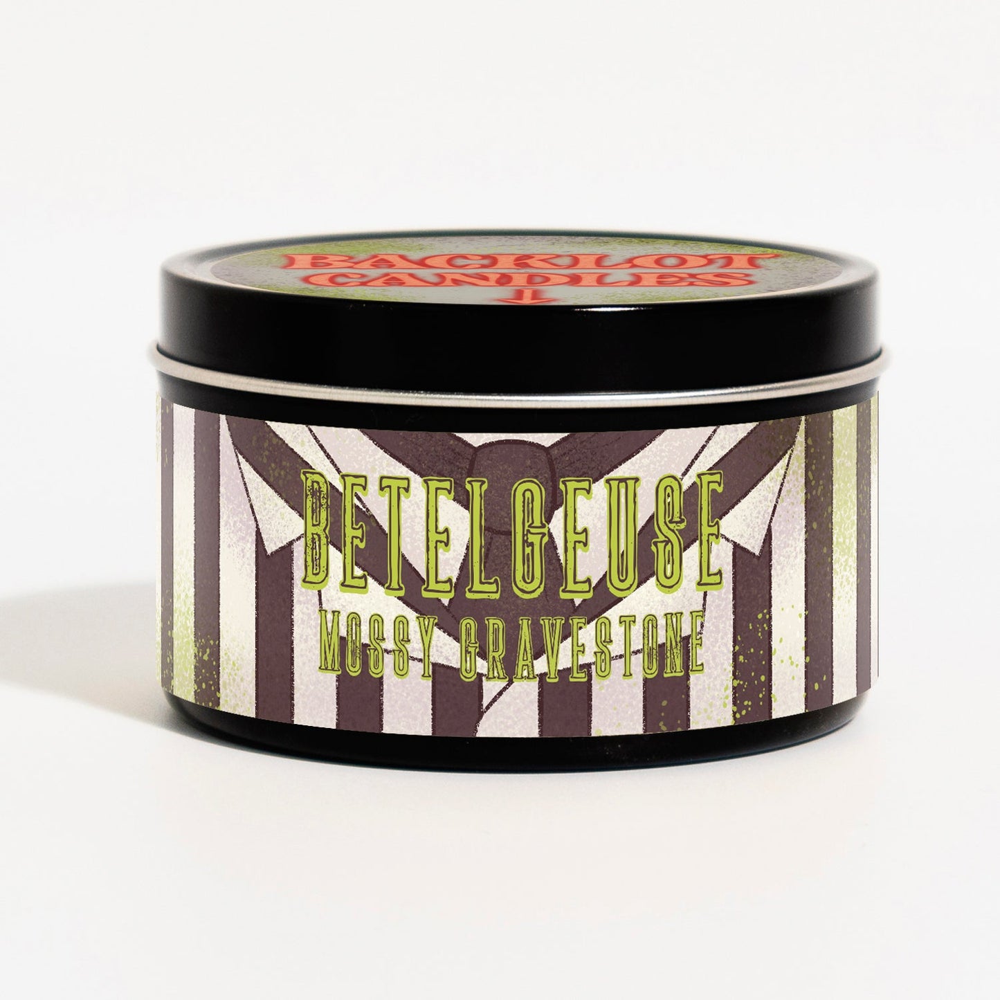 Hand-poured Betelgeuse candle with mossy graveyard scent, inspired by classic afterlife comedy