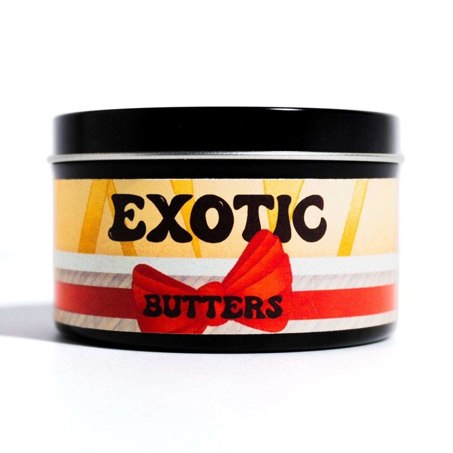 Exotic Butters candle with a smooth butter and salt scent, hand-poured as a playful nod to late-night shifts and oddly specific gifts.