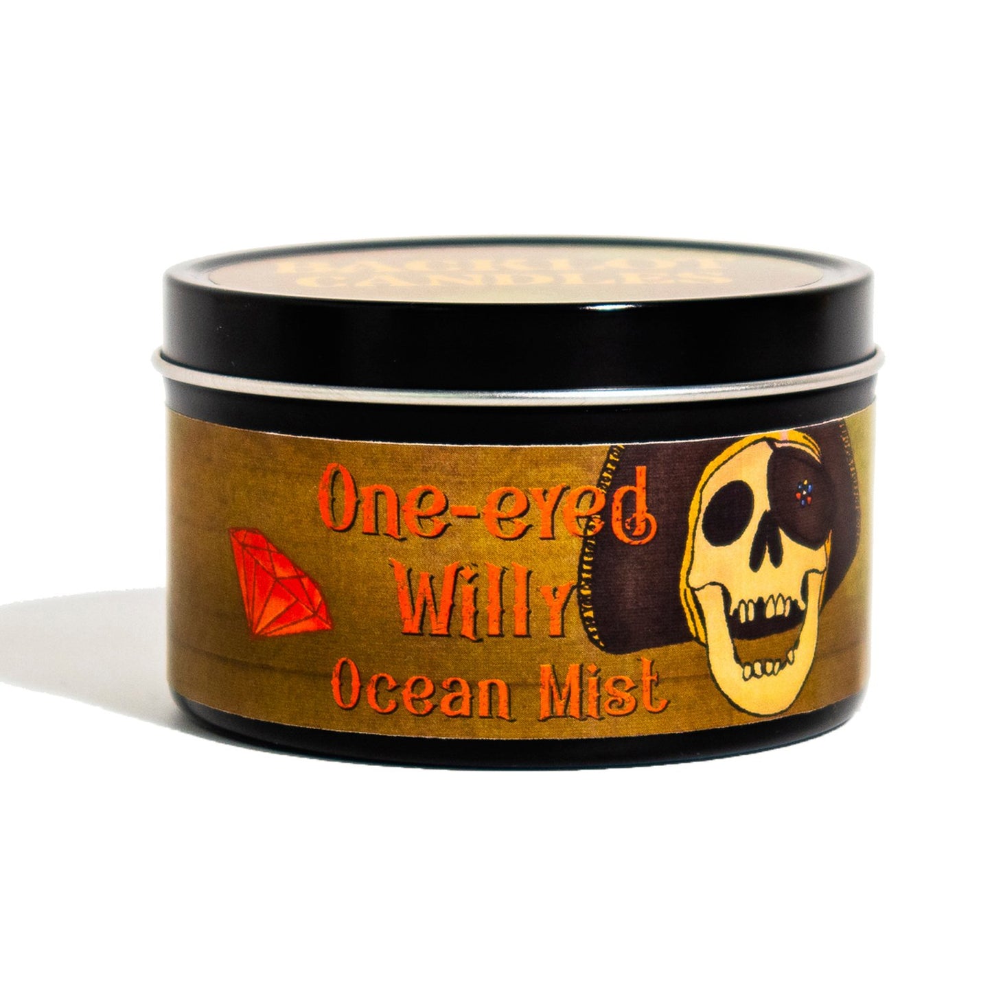 One-Eyed Willy candle with ocean mist scent inspired by 80s adventure films